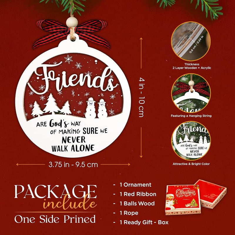 Hangwoous Friendships Ornament, 2 Layer Friends Christmas Ornaments, Friends Ornament, Christmas Gift For Women, Friendship Ornaments for Women Friend, New Year Gift, Friendship Gifts - Image 2